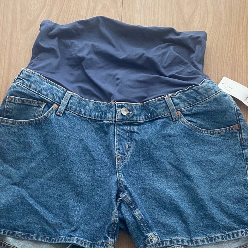 H&M Dark Blue Jean Maternity Shorts